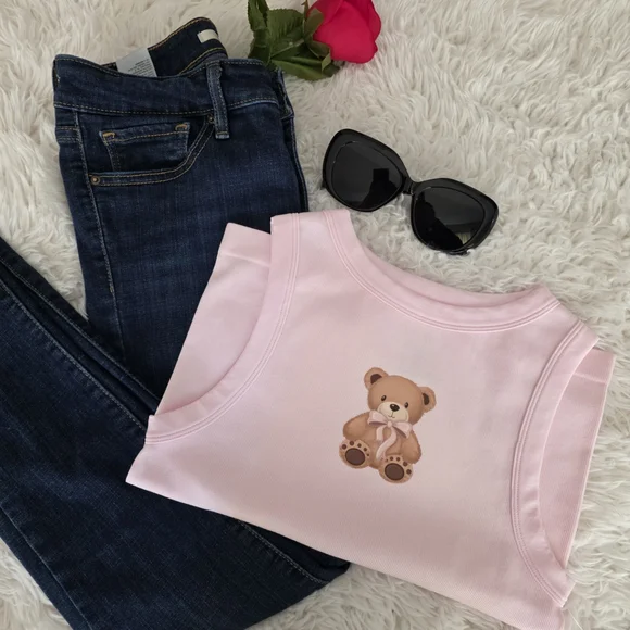 Pink Teddy Bear Tank Top - Picture 2 of 8